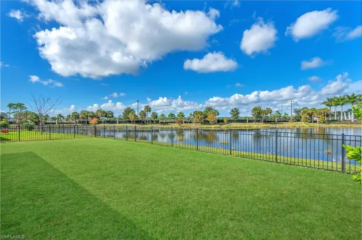 View of yard featuring a water view
