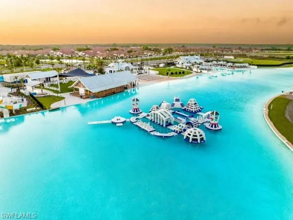 Aerial view at dusk