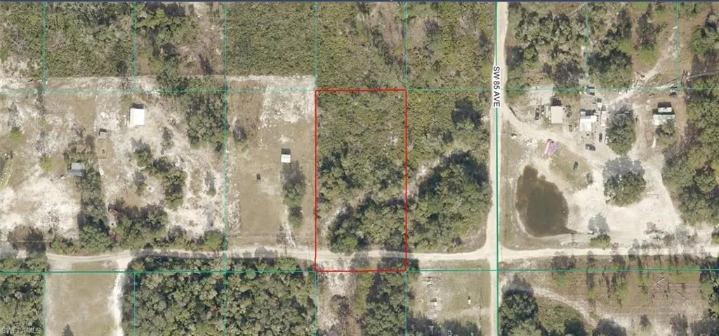 Aerial Map. Indicating the property boundaries and surrounding land features