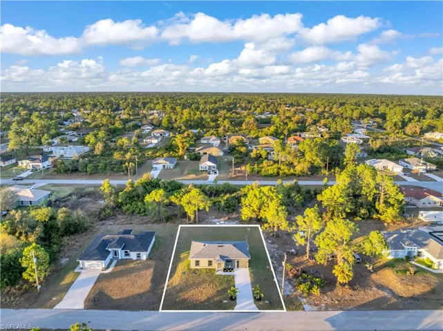 Aerial perspective of suburban area