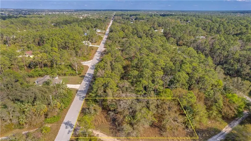 View of property location with a forest and property parcel outlined