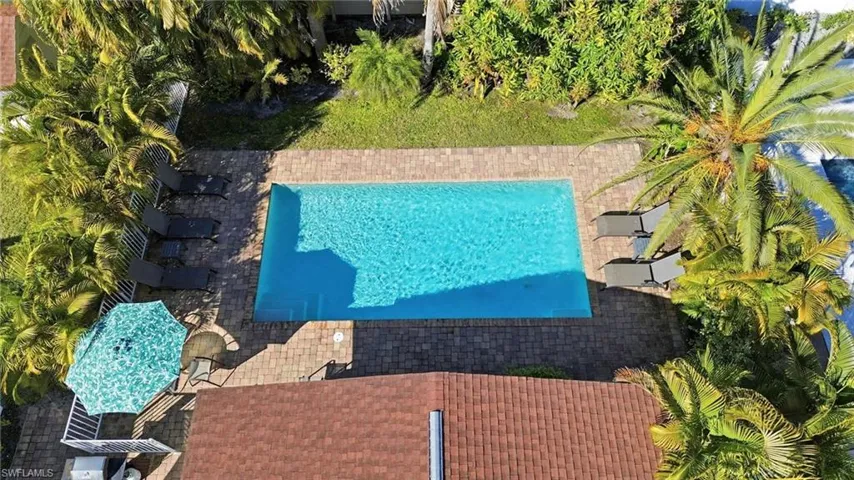 Aerial view of a pool area