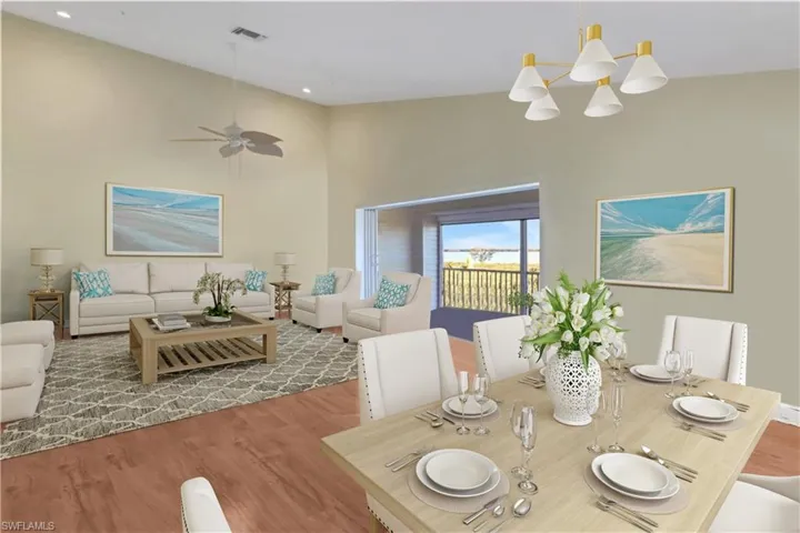 Great Room and Dining area VIRTUALLY staged