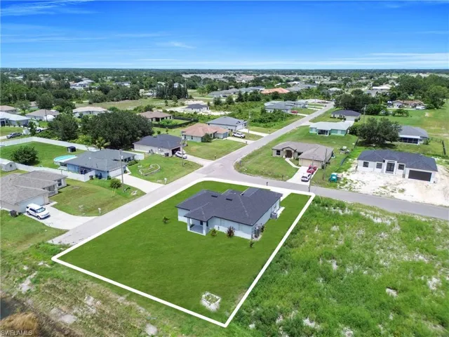 Aerial perspective of suburban area