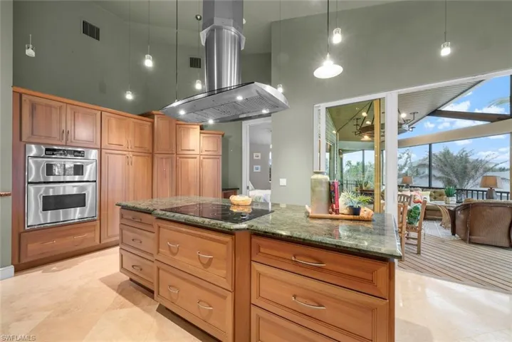 Kitchen to expansive screened porch