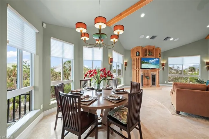 Dining with lots of natural light