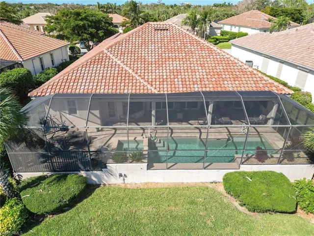 Aerial view of pool and lanai