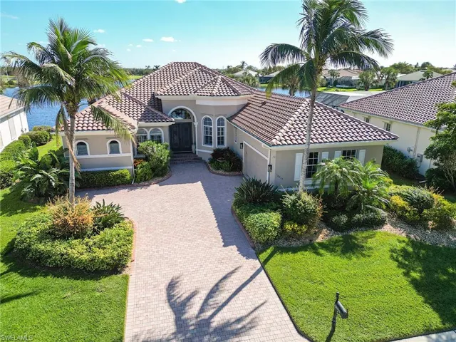 Aerial view of long driveway