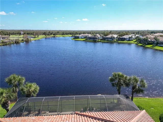 18th golf fairway in the distance from this rooftop aerial view