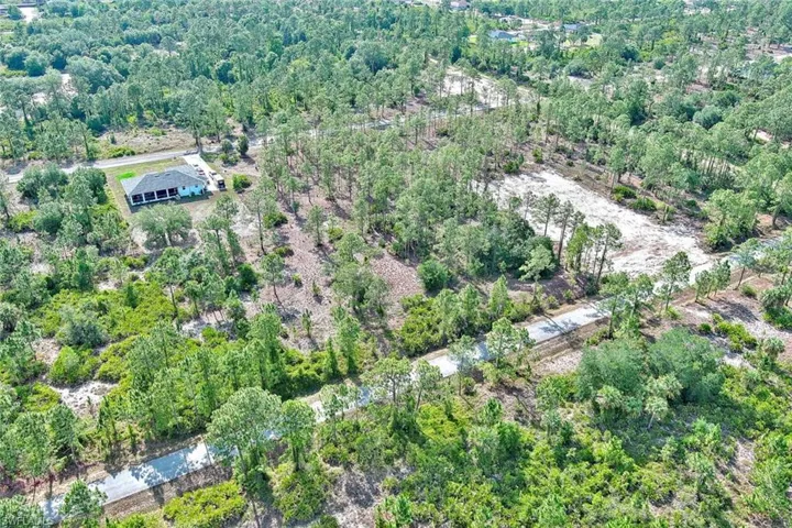 Aerial view of property's location with a forest
