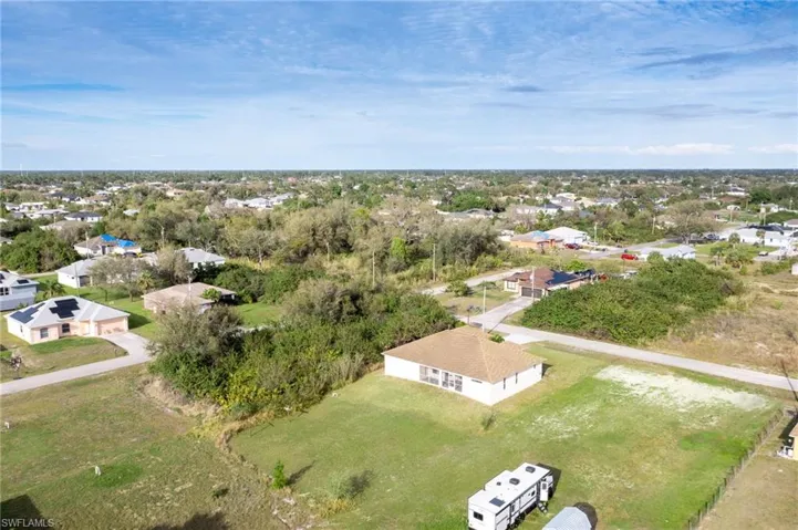 Aerial perspective of suburban area