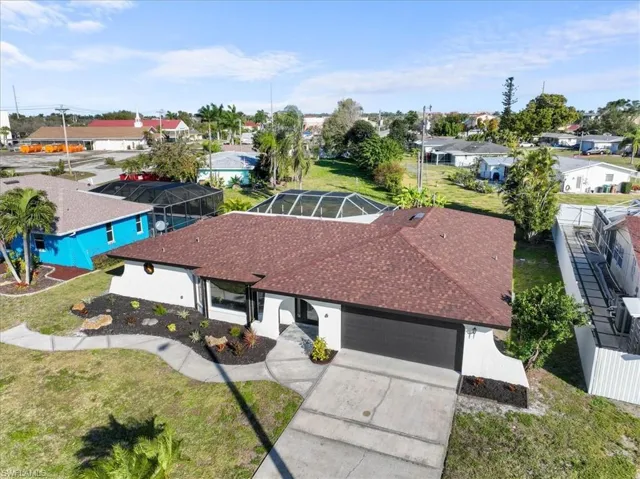 Aerial perspective of suburban area