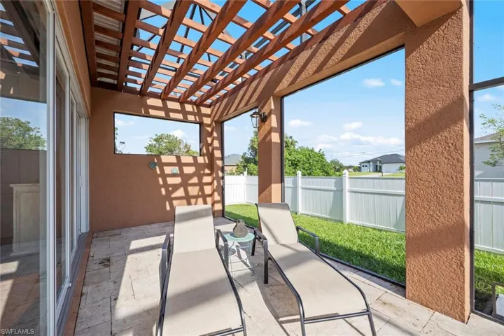 View of patio / terrace featuring a pergola and a fenced backyard