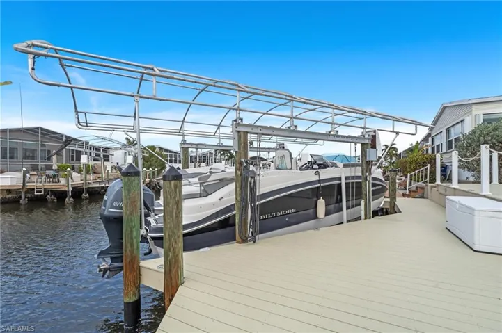 View of dock and boat on the canal
