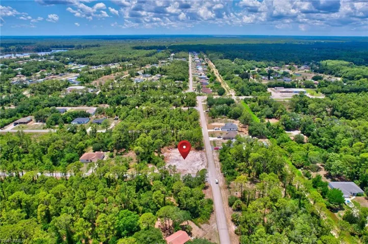 Bird's eye view of a heavily wooded area
