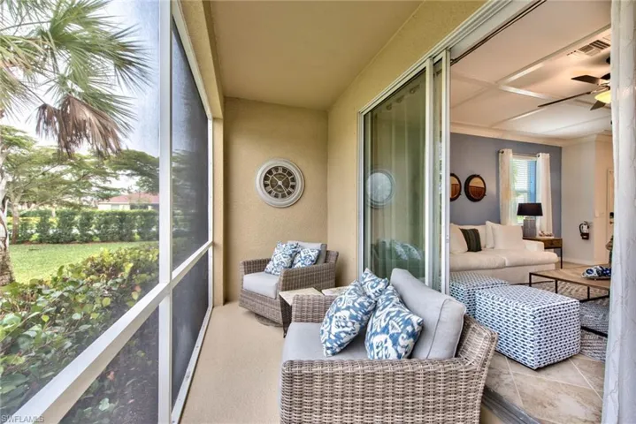 Screened in lanai with a lake view