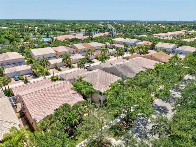 Aerial perspective of suburban area