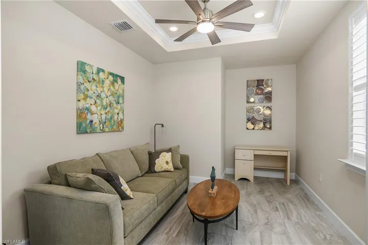 Crown molding, and a tray ceiling