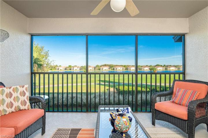 Lanai East-facing (sunrise views) with a clear view of Pine 1 Fairway and serene Lake