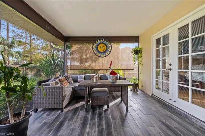 Wooden deck with outdoor lounge area
