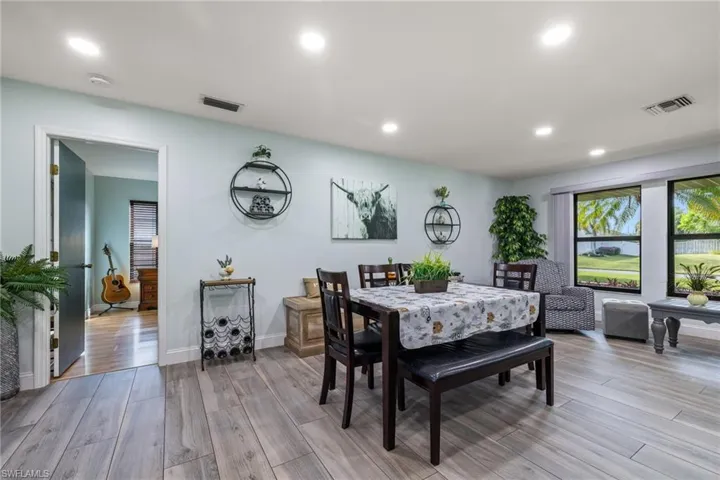 Dining area featuring light wood-type flooring