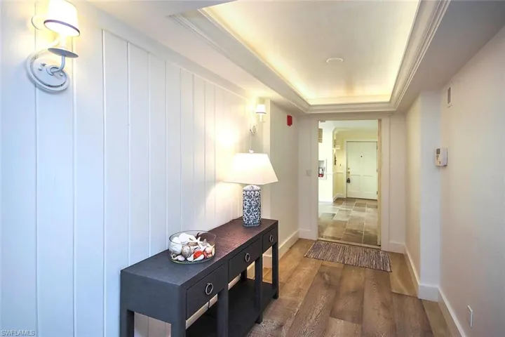 Foyer featuring a raised ceiling