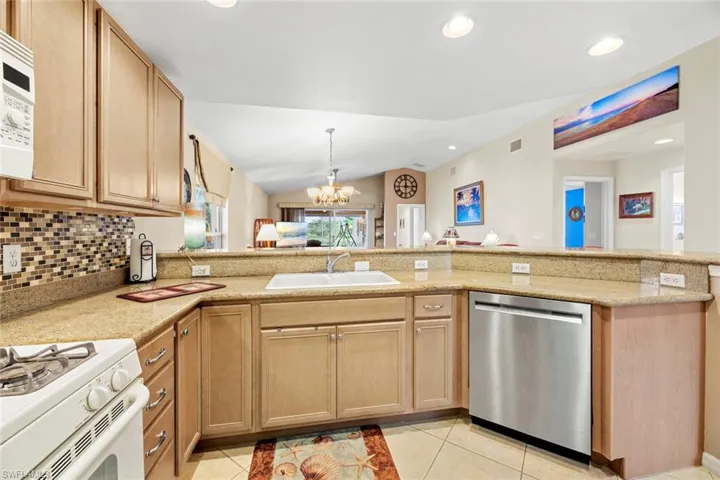 Kitchen looking out to great room