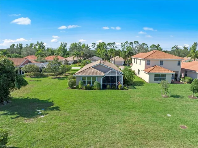 Aerial view of large back yard