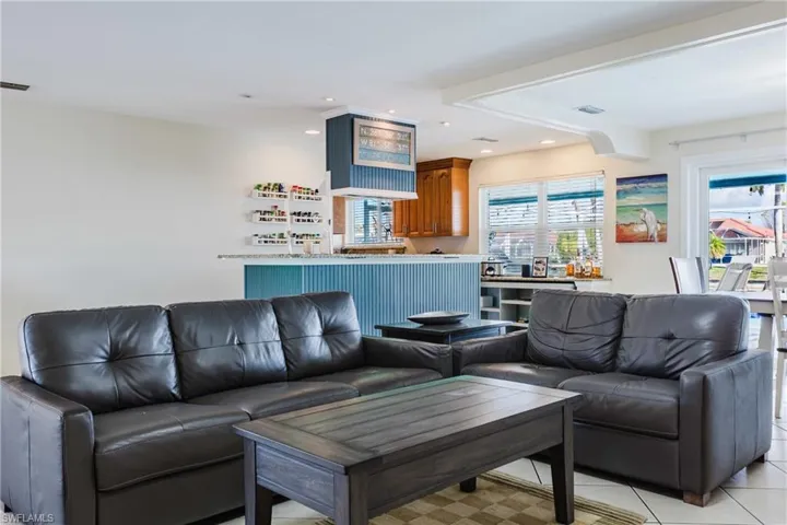 Living room with recessed lighting