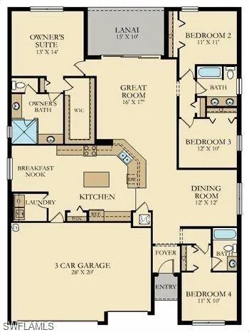 Floor plan (this is reversed) but will give you the floorplan layout of the home