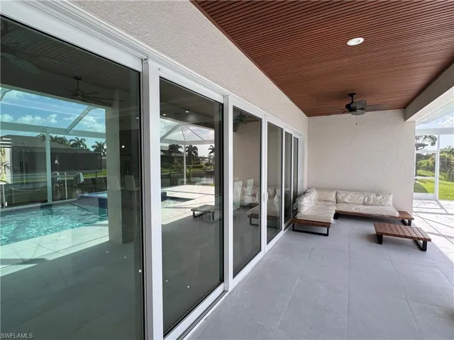 Balcony with a ceiling fan