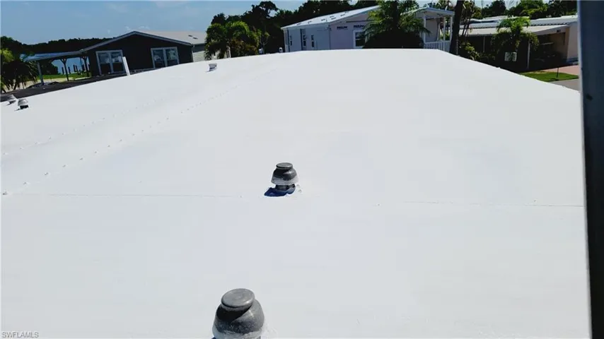 View of new roof coating.