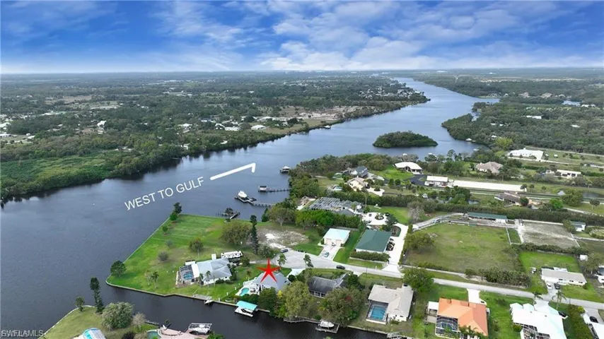 Bird's eye view of a nearby body of water