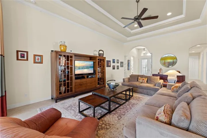 Great room w/volume ceilings