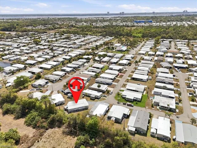 Aerial perspective of suburban area