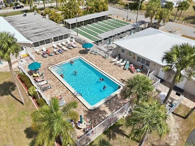 Aerial view of a pool area