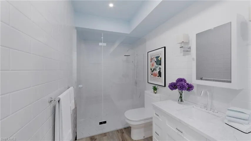 Reality renovated to showcase possibility of master bathroom.