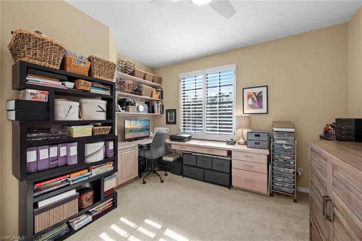 With hide away murphy bed this room doubles as office and gues room