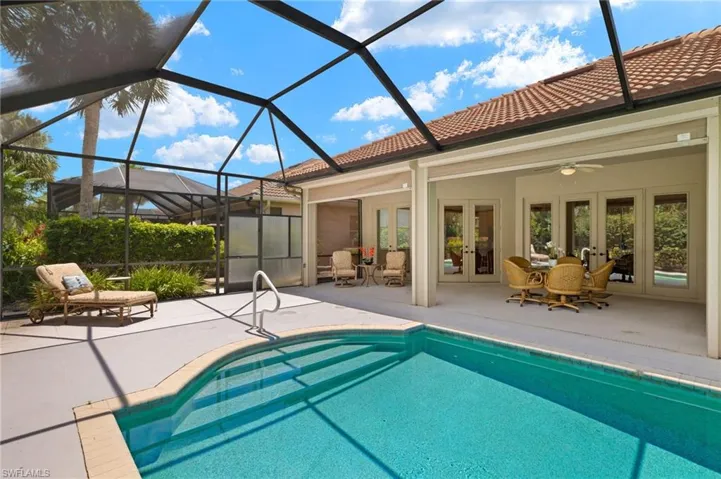Spacious covered lanai with French Doors and Hurricane Screens.