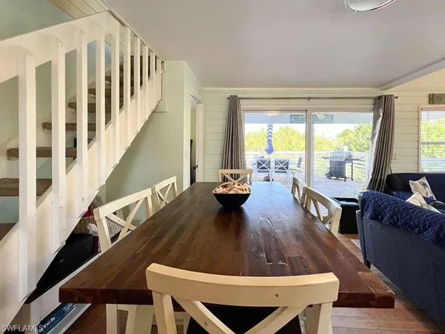 Dining space featuring a healthy amount of sunlight and hardwood / wood-style flooring