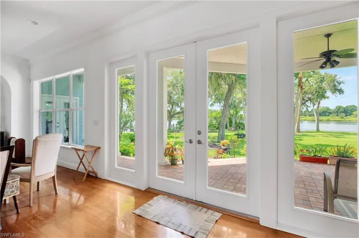 French doors to access the river view
