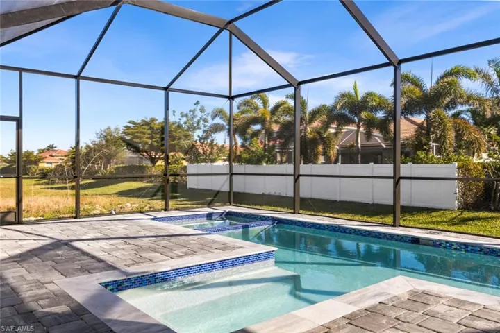 Pool and spa are completely screened