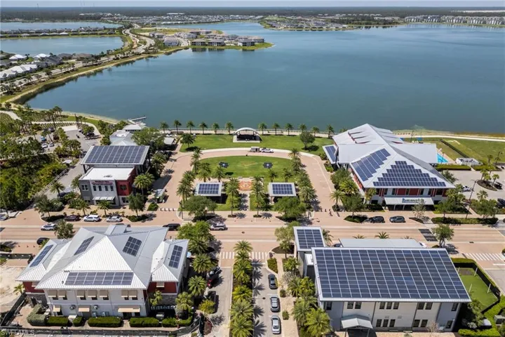 Aerial view of a large body of water