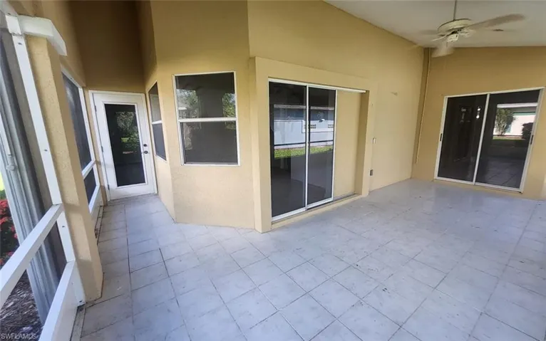 View of patio with ceiling fan