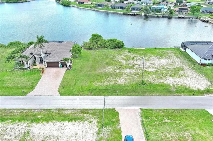 Aerial view of a nearby body of water