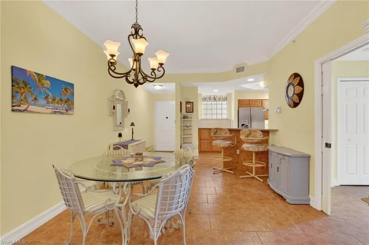 Dining area looking into kitchen