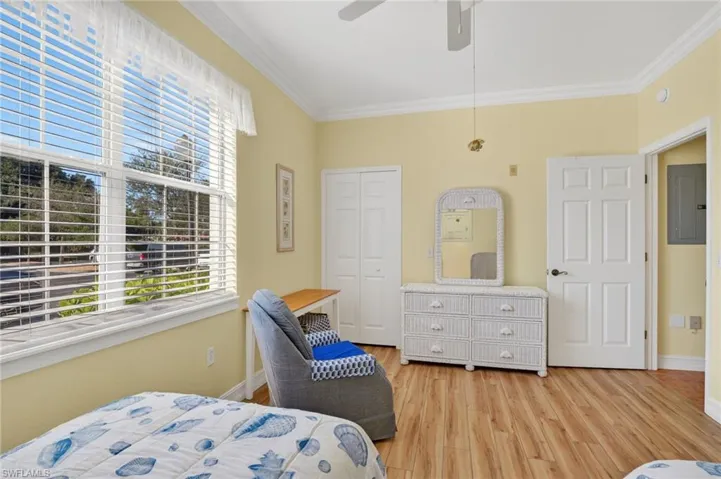 Guest bedroom with pocket doors for privacy