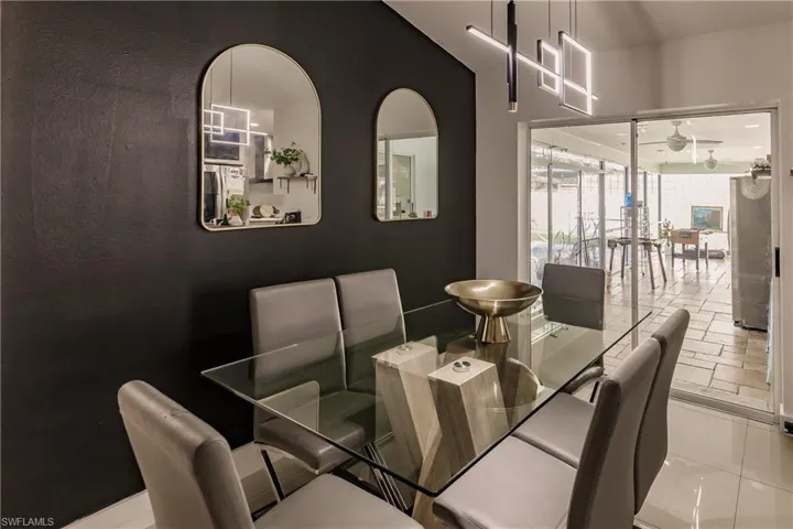 Dining room featuring ceiling fan