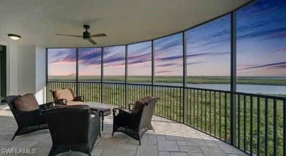 Balcony with a water view