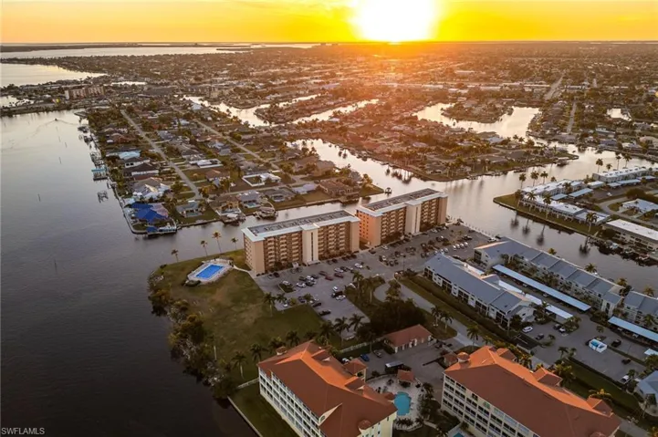 Drone / aerial view of a nearby body of water